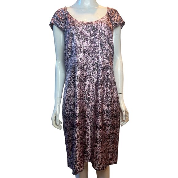 Banana Republic 100%Silk Sheath Dress Fully Lined Gathered Shoulder Purple 12 - Picture 1 of 10